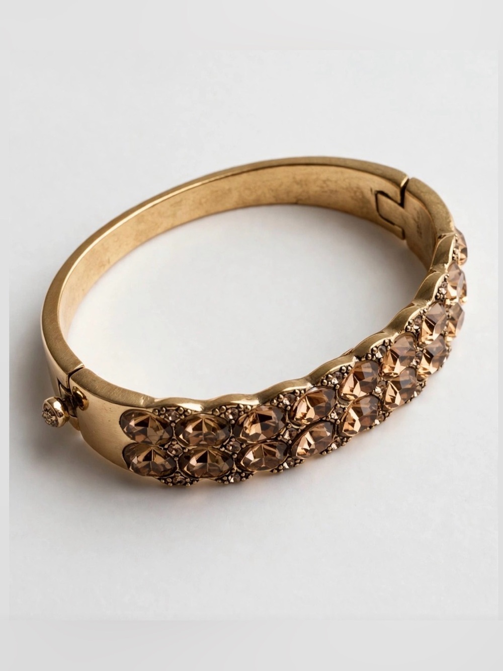 Monet Vintage Gold-Tone Crystal Cluster Bangle Bracelet